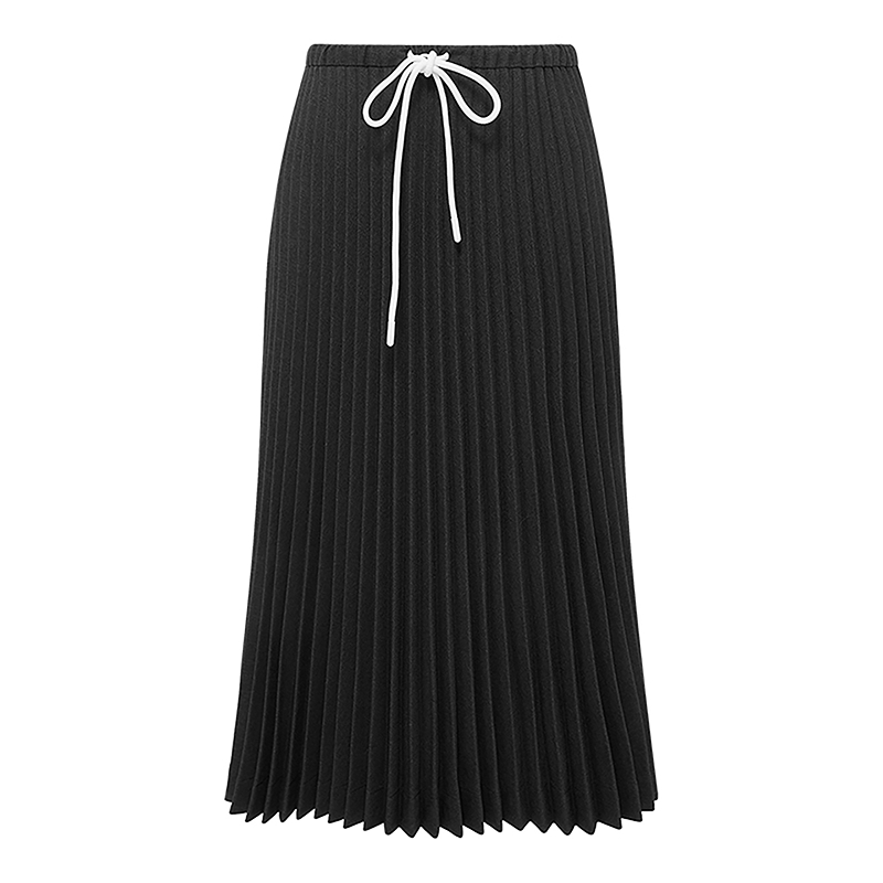 【刘浩存同款】dzzit地素半身裙25冬松紧抽绳腰百褶长裙女3J4S4081F