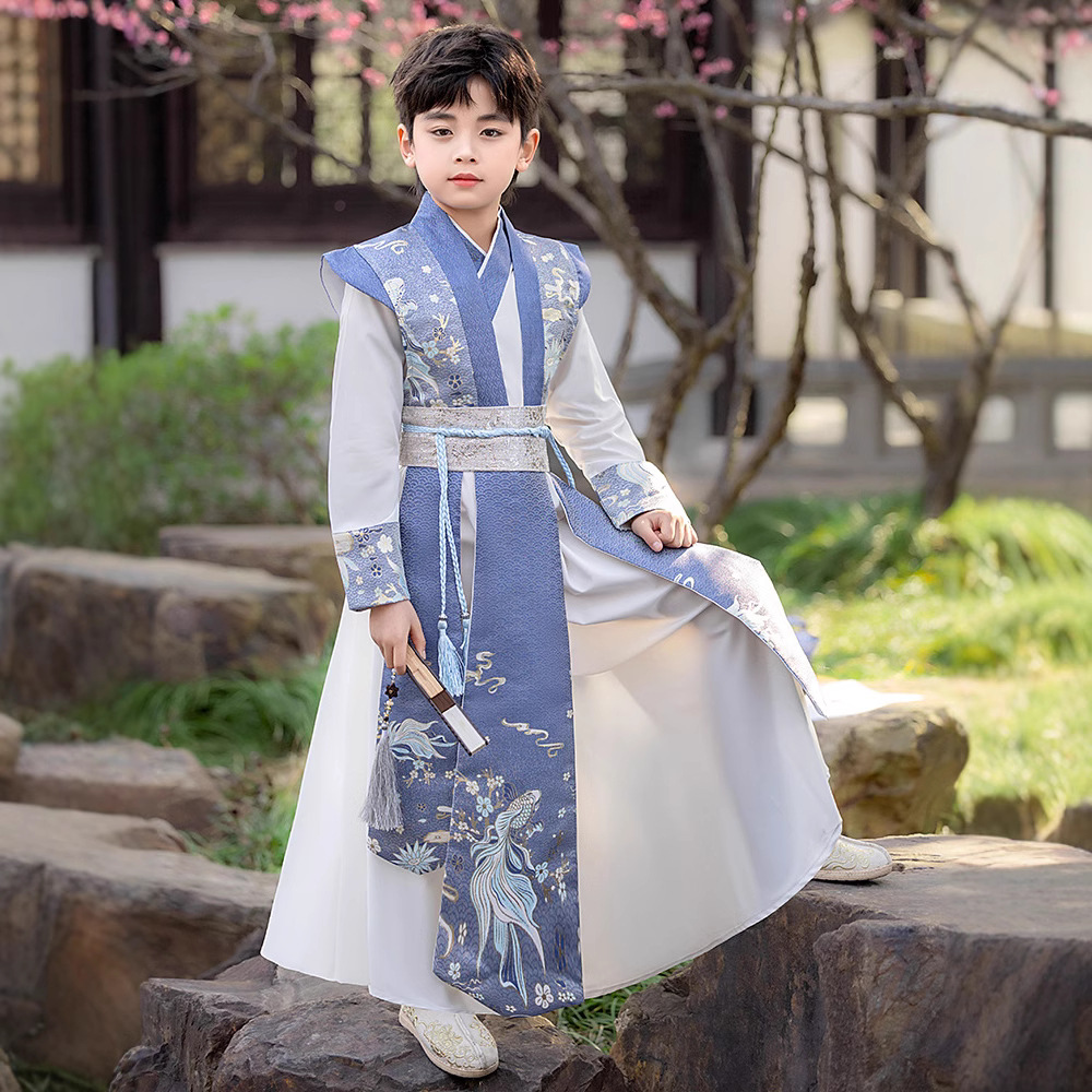 汉服男童2025夏季新款古装中国风高端公子少爷帅气唐装演出服批发
