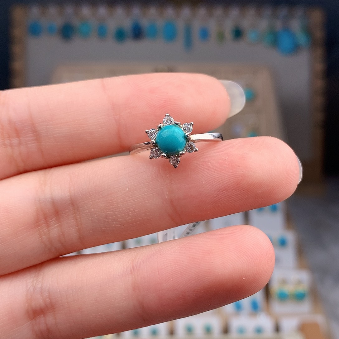 绿松石戒指银S925镶嵌