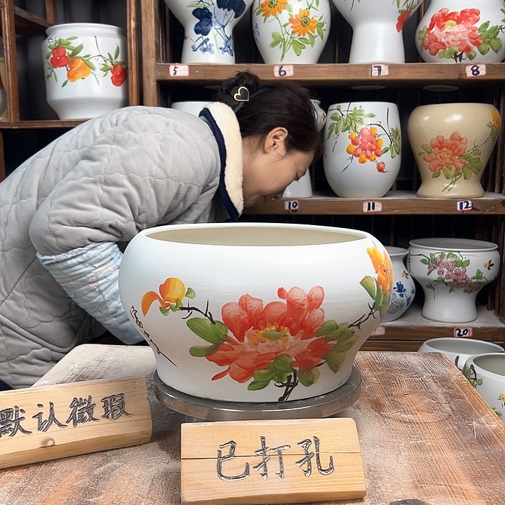 摆件口25牡丹新款陶瓷陶瓷