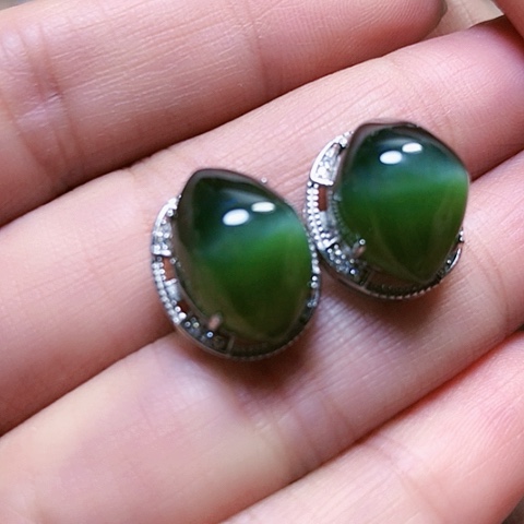 和田玉戒指银S925镶嵌