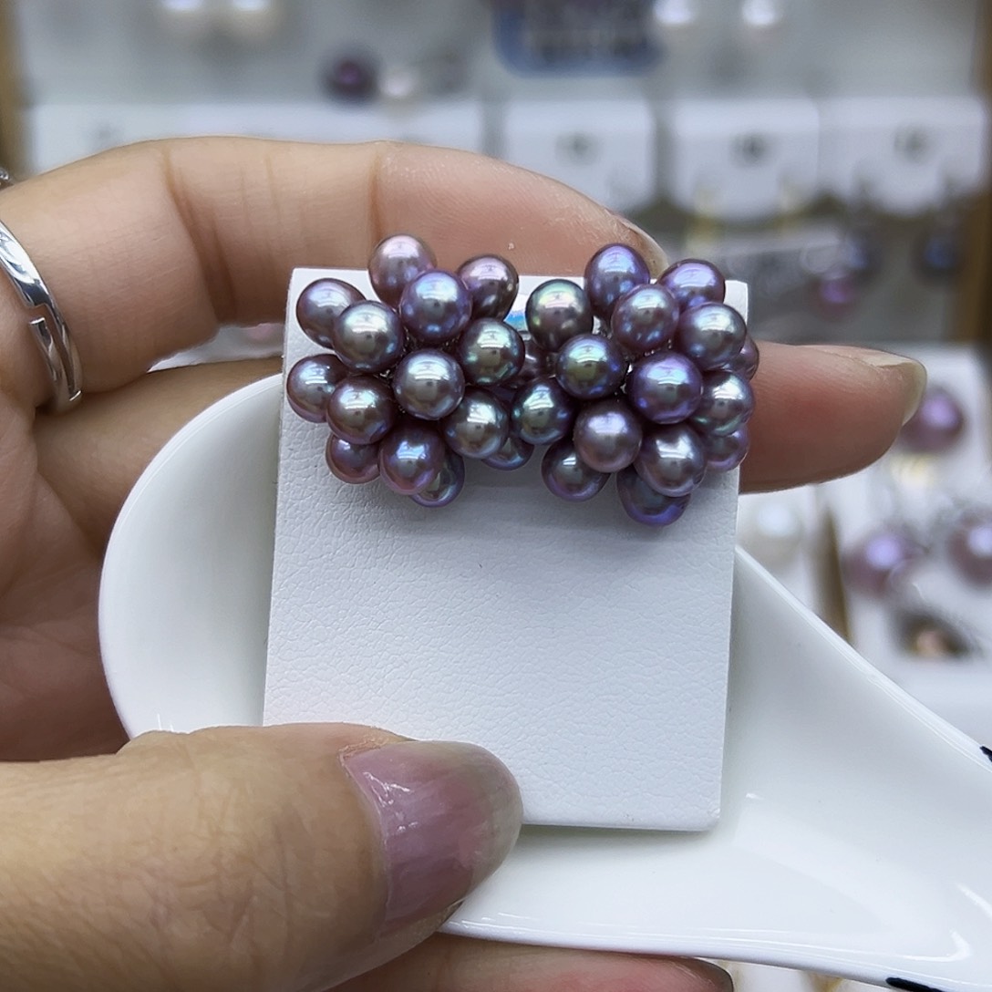 银S925镶嵌耳饰淡水珍珠?***?