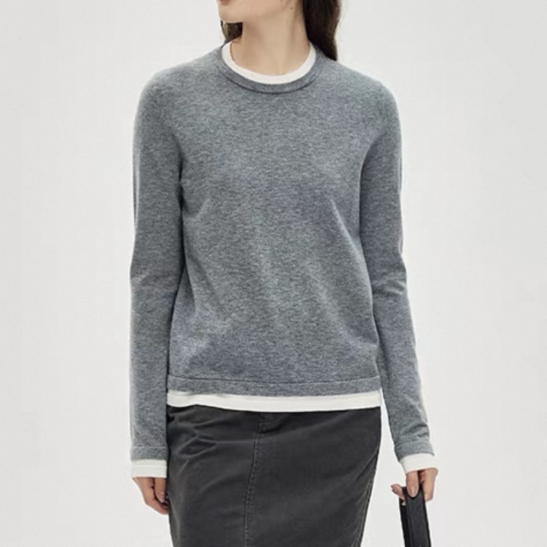 085---假两件长袖上衣