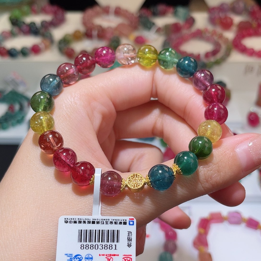 碧玺手链18K金镶嵌碧玺手链