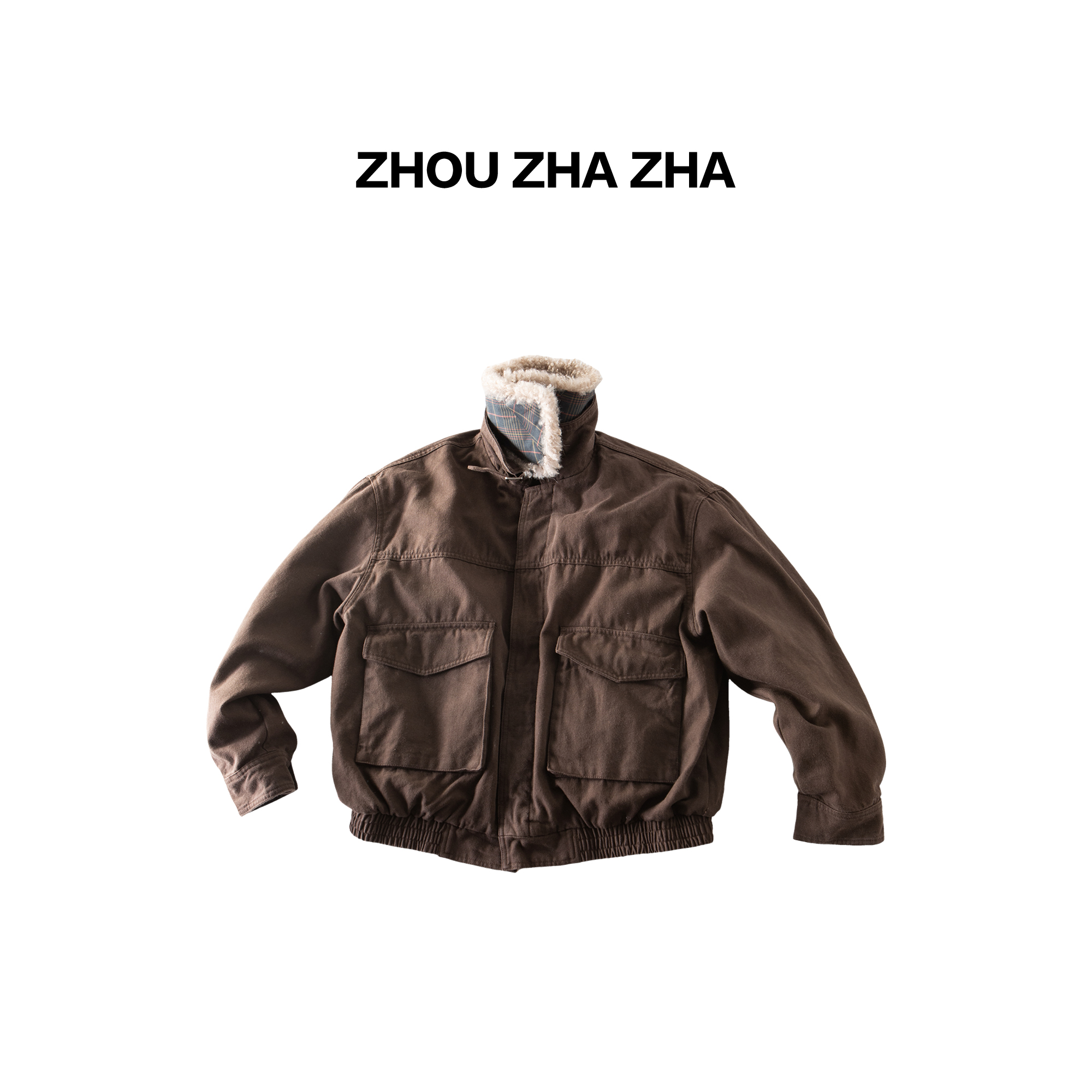 【周炸炸】山羊绒领白鸭羽绒外套 美拉德色系廓形高级感#541259