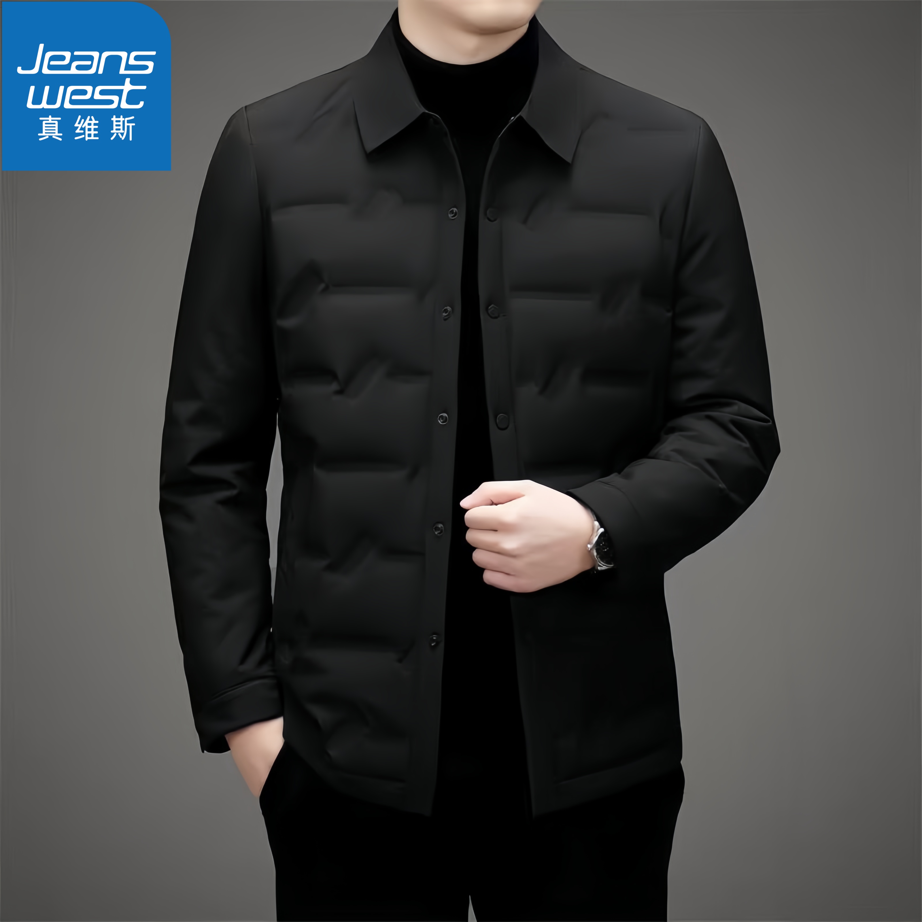 真维斯Jeanswest反季清仓羽绒服男士休闲夹克秋冬季新款修身外套