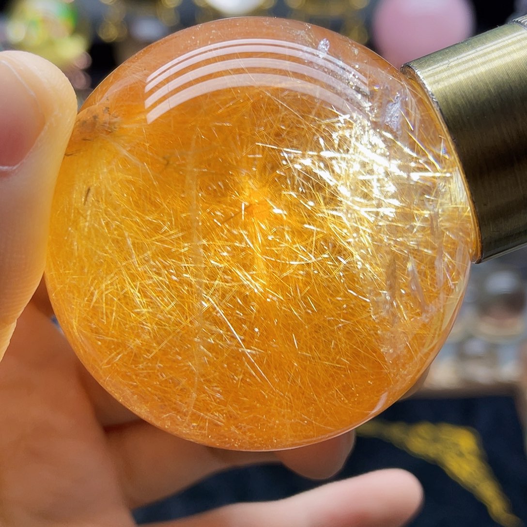 未镶嵌珠宝半成品水晶天然红兔毛51.8mm