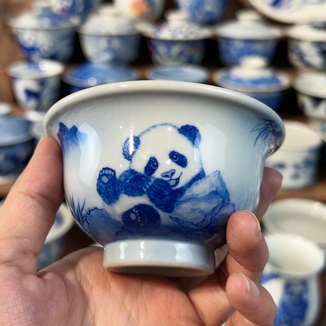 泥藝瓷梦熊猫压手杯