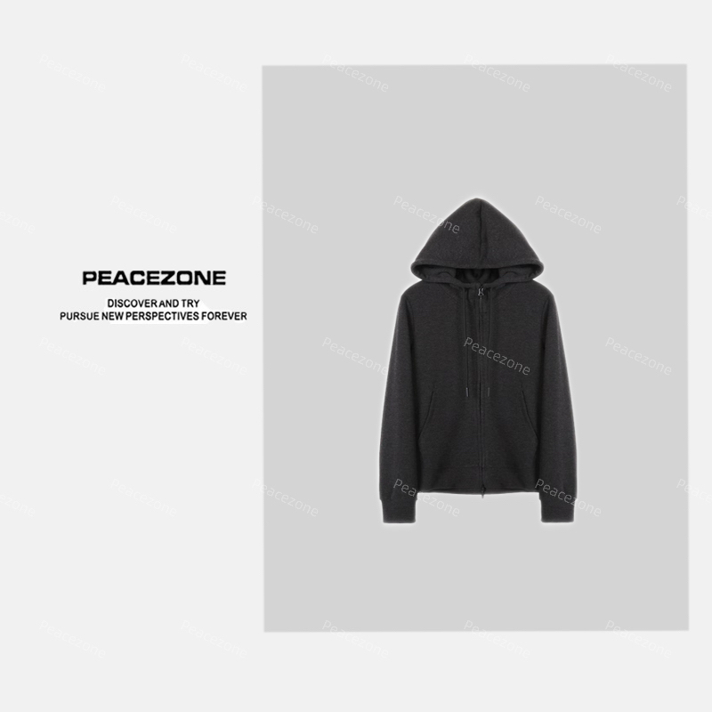Peacezone 韩范休闲连帽长袖慵懒风简约卫衣/H1678