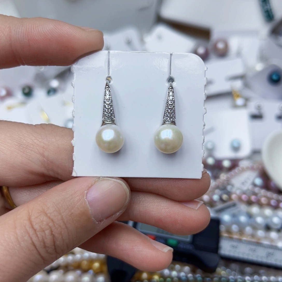 淡水珍珠耳饰银S925镶嵌