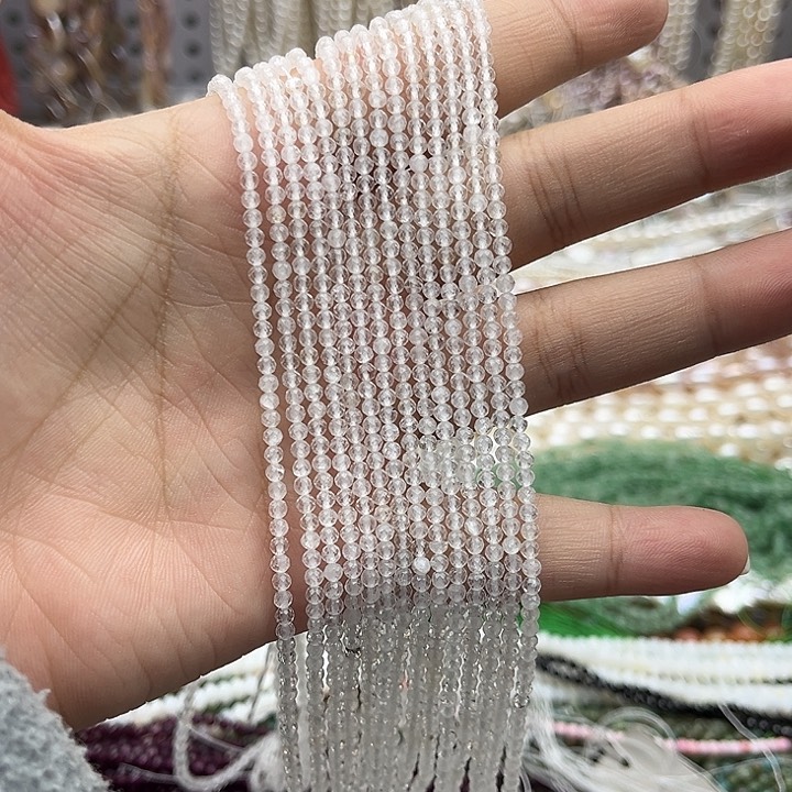 未镶嵌玛瑙/玉髓珠宝半成品一条2.8mm左右白水晶刻面