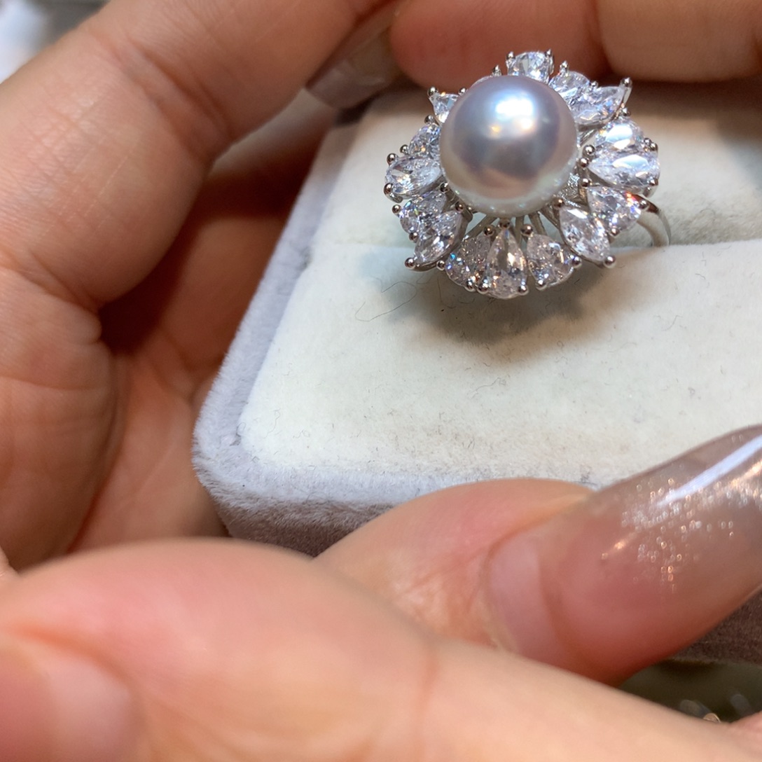 海水珍珠戒指银S925镶嵌