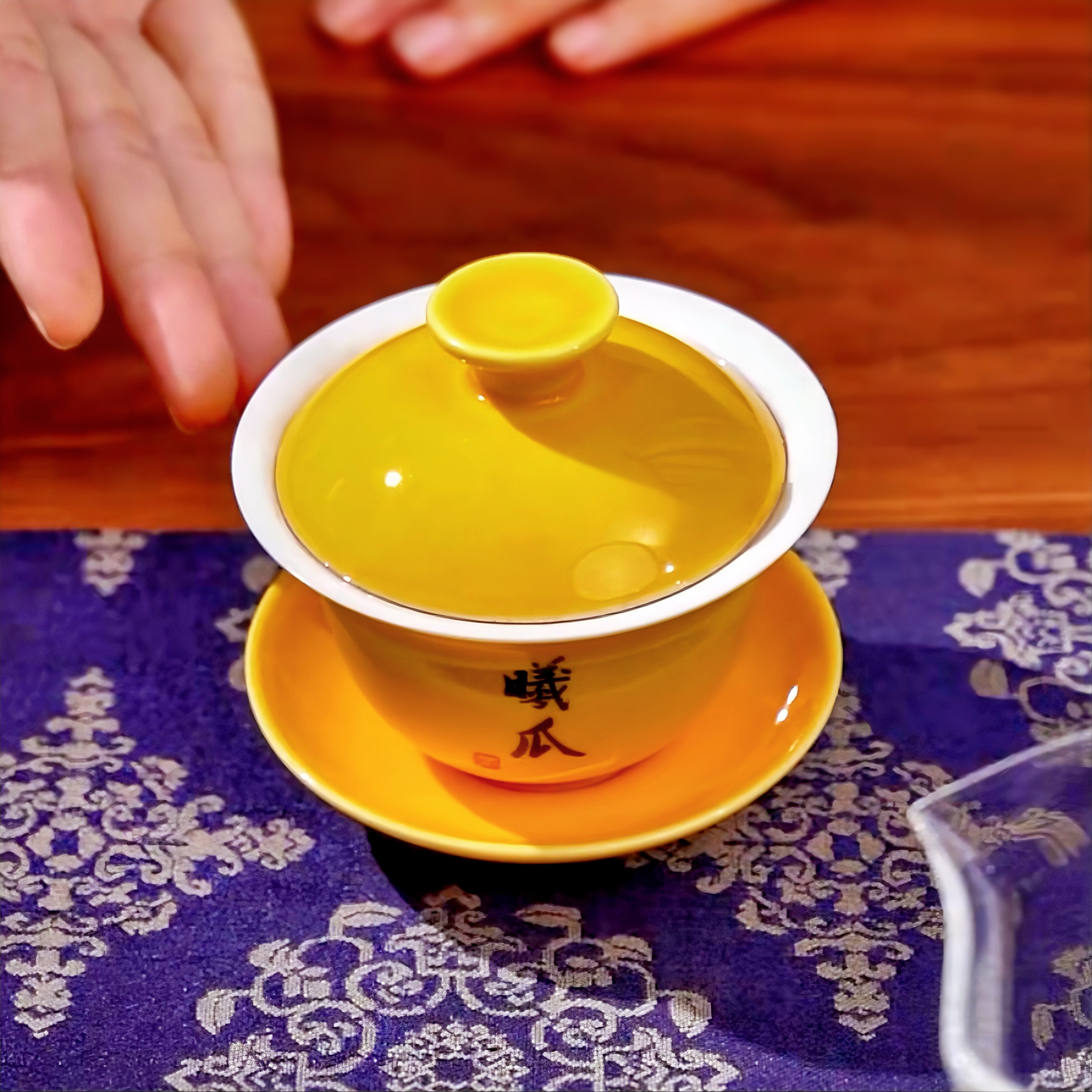 曦瓜三才盖碗120ml左右(岩茶专用)高档定制陶瓷不烫手