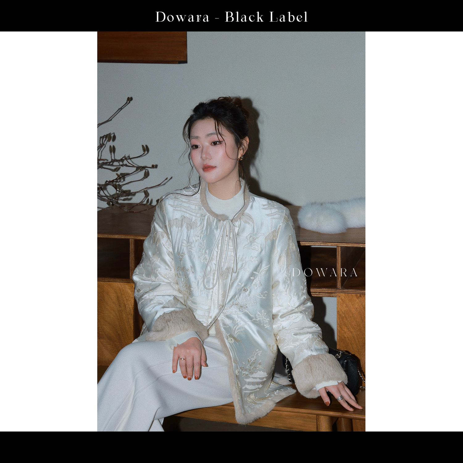 现货大婉酱黑标【烟雨江南】新中式真兔毛羽绒外套重工上衣1122D 