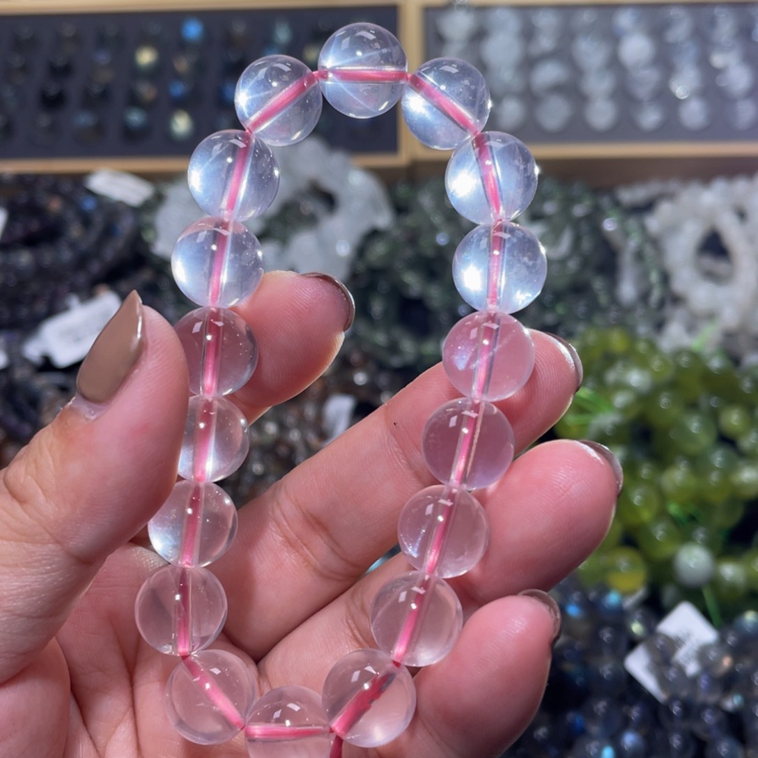 芙蓉石手链未镶嵌星光粉晶手链11mm+