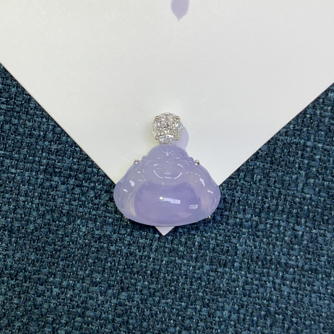 天然缅甸翡翠粉紫佛公简镶