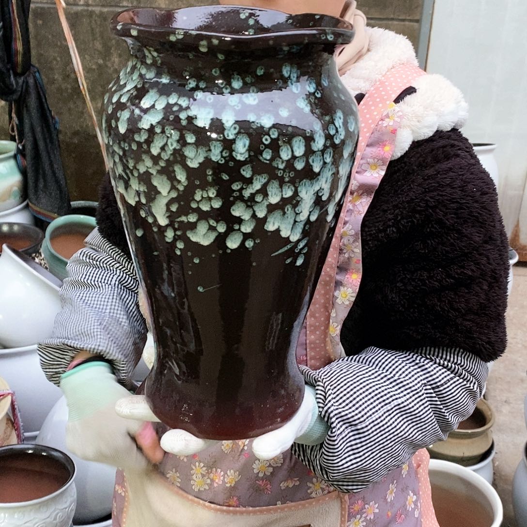 紫砂花盆瑕疵口17高30