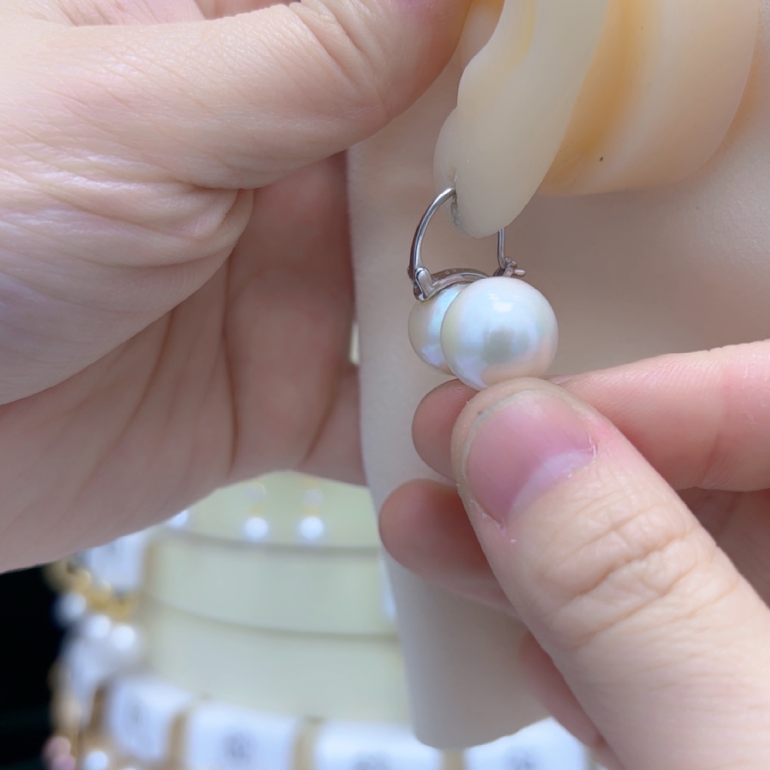 淡水珍珠耳饰银S925镶嵌