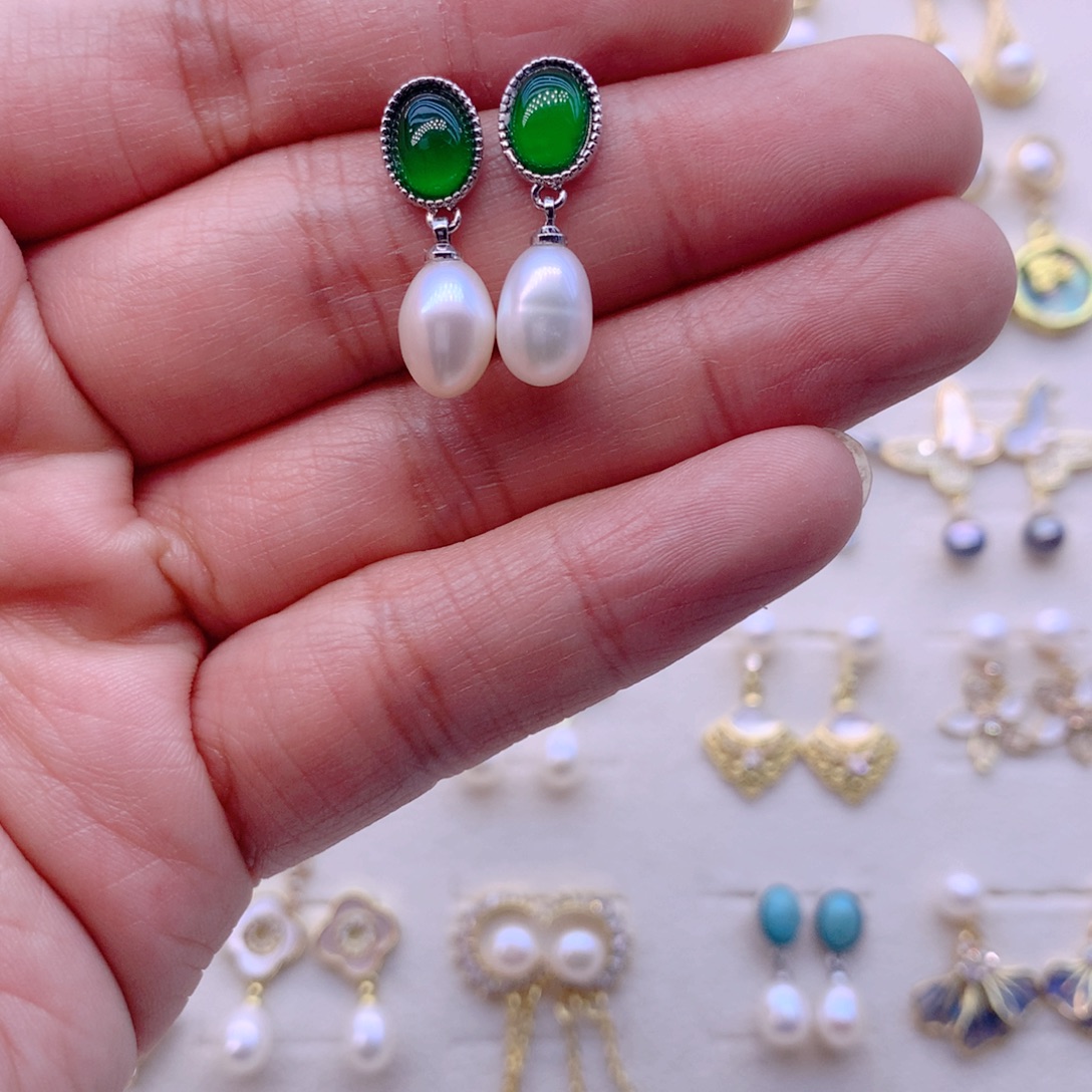 淡水珍珠耳饰合金