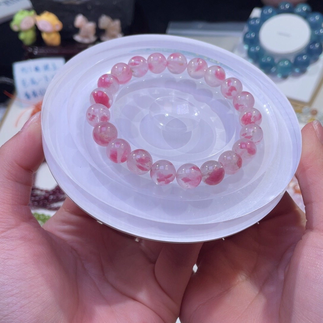 未镶嵌手链水晶大花瓣粉樱花雨9+