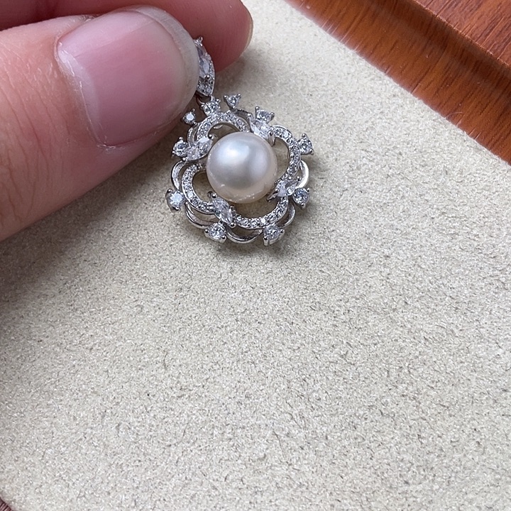 吊坠(不含链)银S925镶嵌海水珍珠