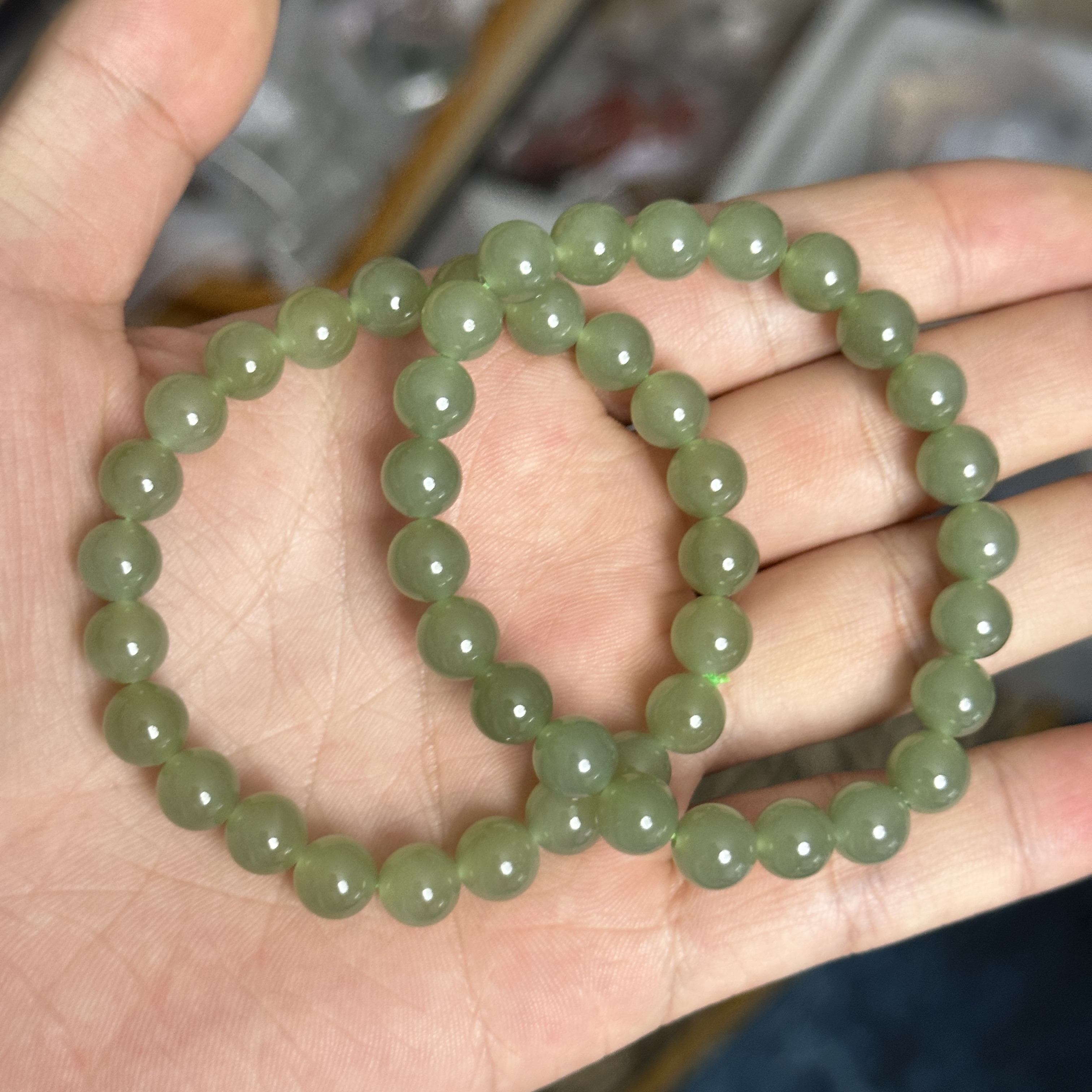 【M71】和田玉湖水绿手串多样性发其一