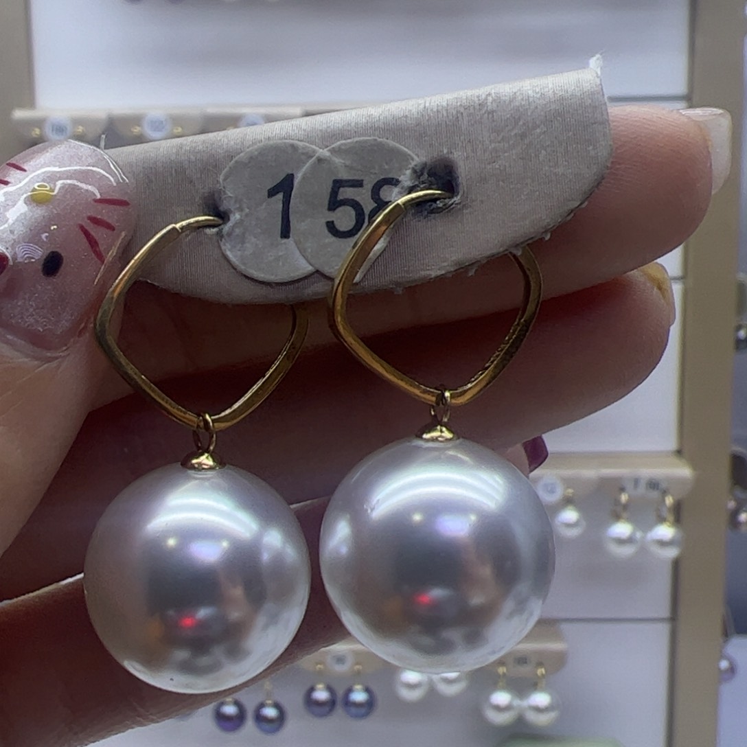 淡水珍珠耳饰18K金镶嵌