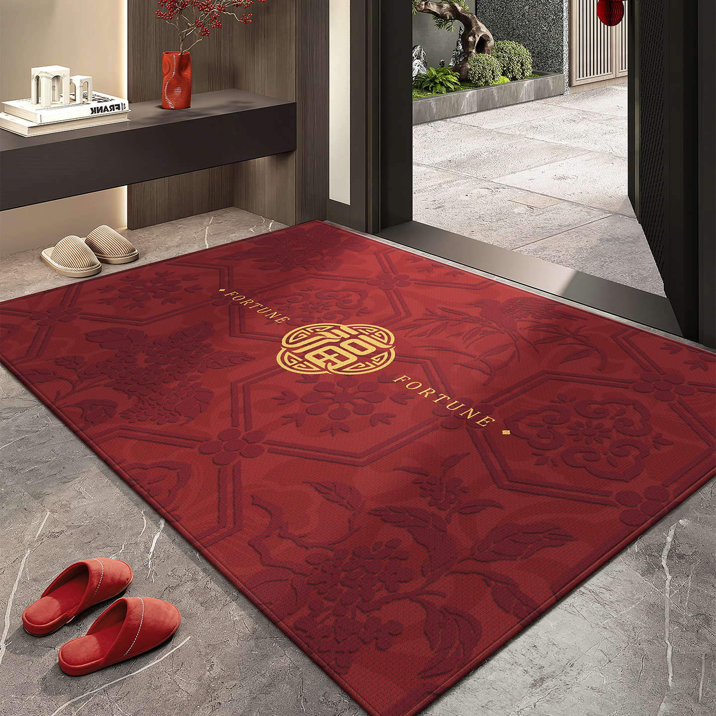 新年入户门地垫玄关过年红色喜庆进门防滑脚垫室内可裁剪地毯垫子