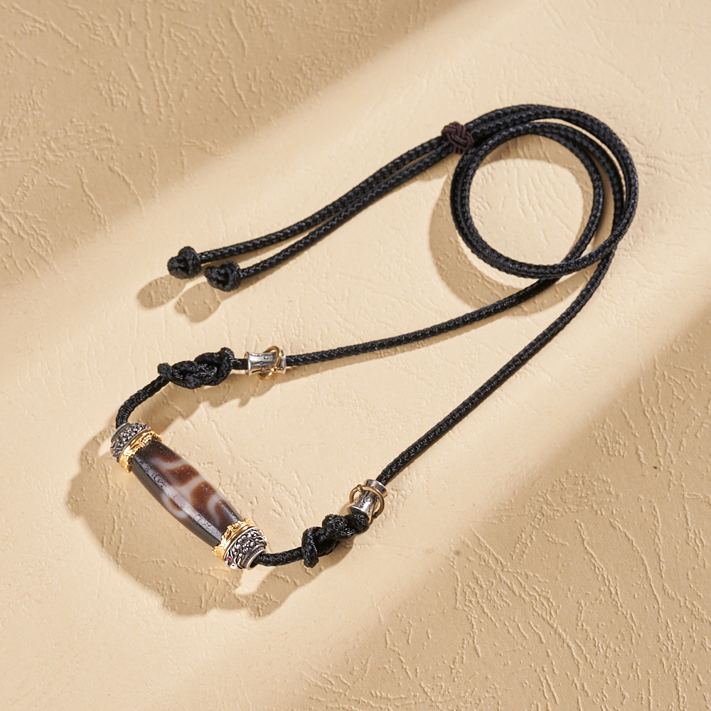 云丹拉姆丨镶嵌大鹏鸟至纯贵人天珠锁骨链多样性发其一