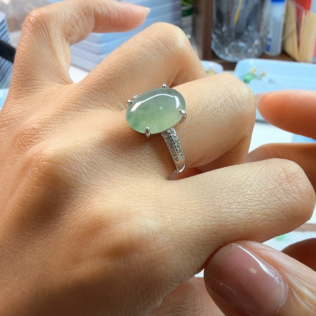 翡翠戒指银S925镶嵌334555