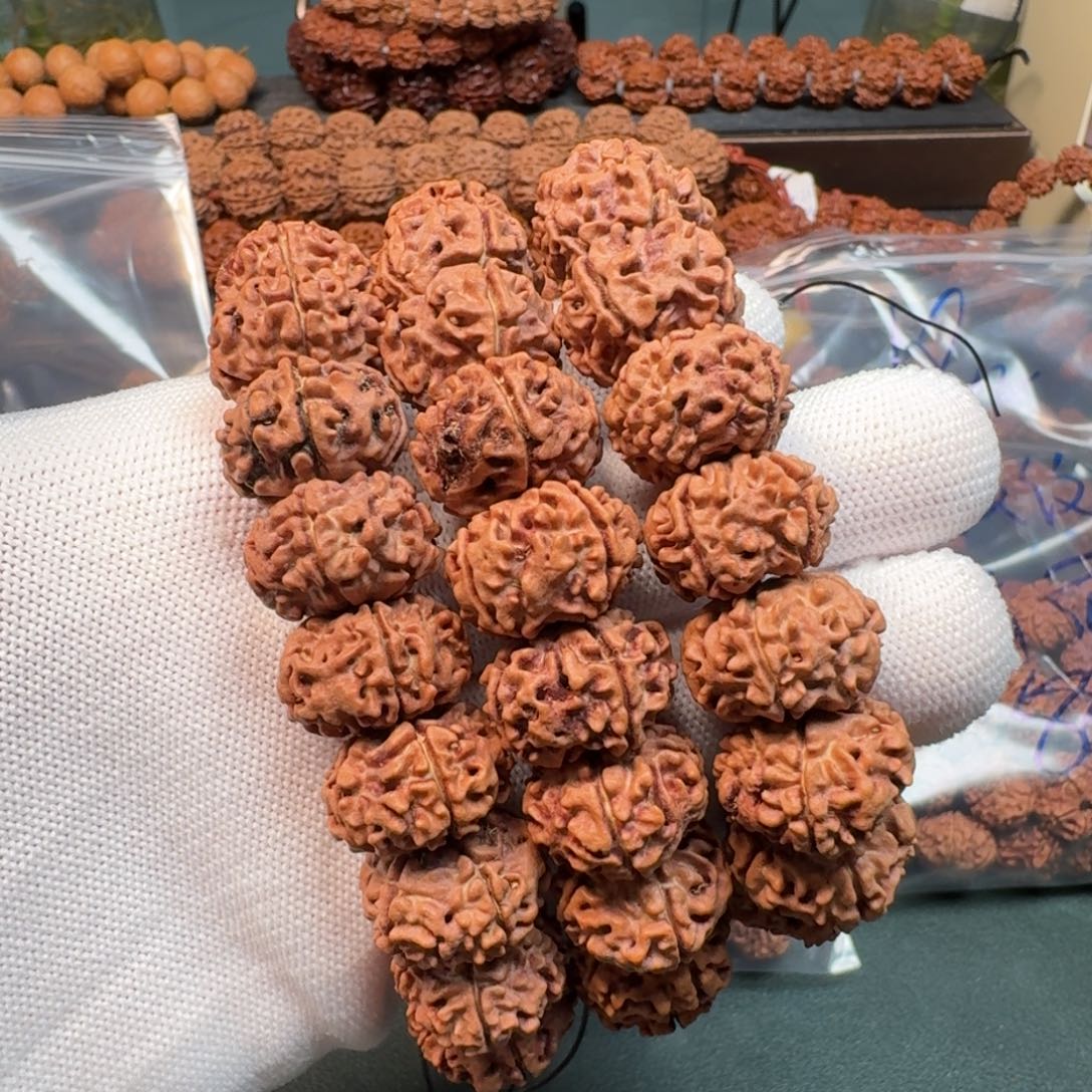 金刚菩提手串18荔枝纹天然纽扣（扇面）