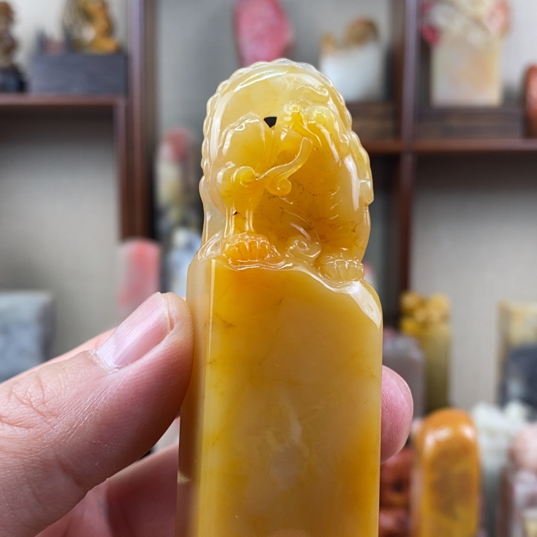 印石巴林石巴林石手工雕古兽钮章