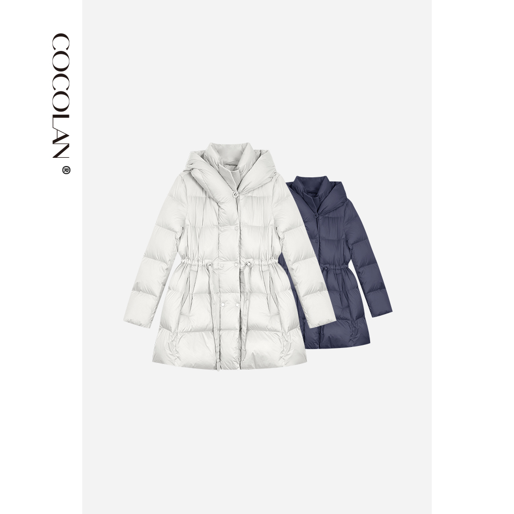 COCOLAN【女主角】90白鸭绒连帽收腰羽绒服女CL8YR8079