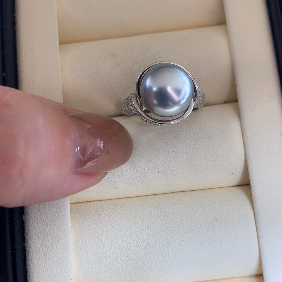 海水珍珠戒指银S925镶嵌