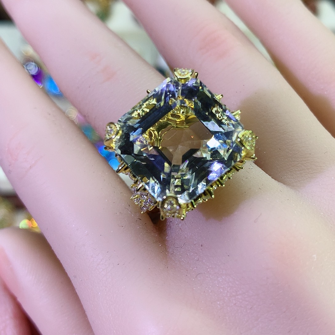 托帕石戒指银S925镶嵌