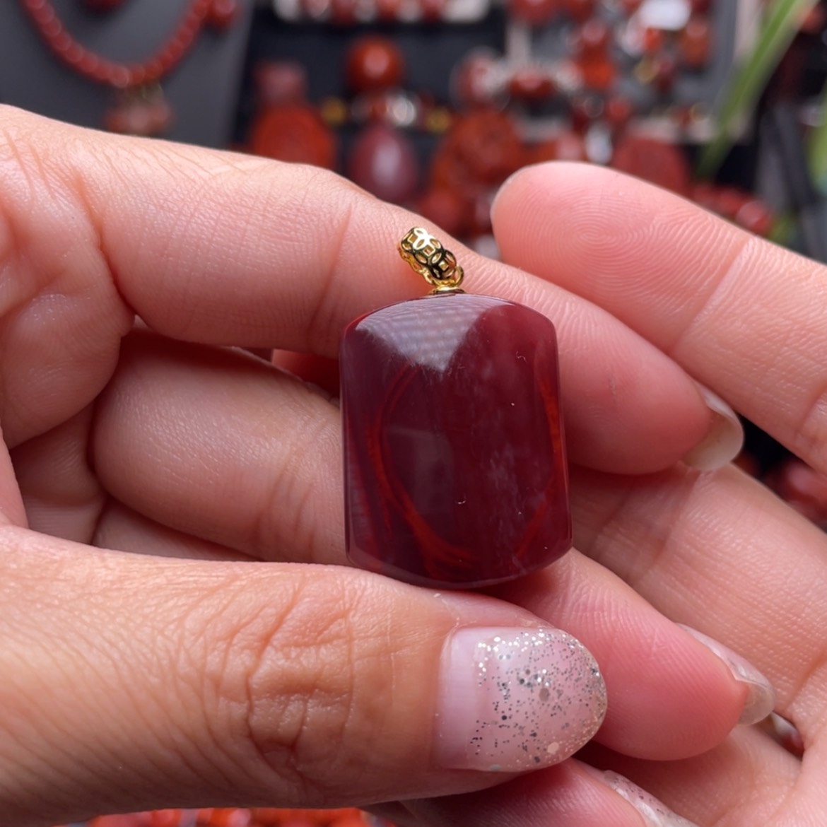 【闪购商品】南红玛瑙平安无事牌银S925镶嵌