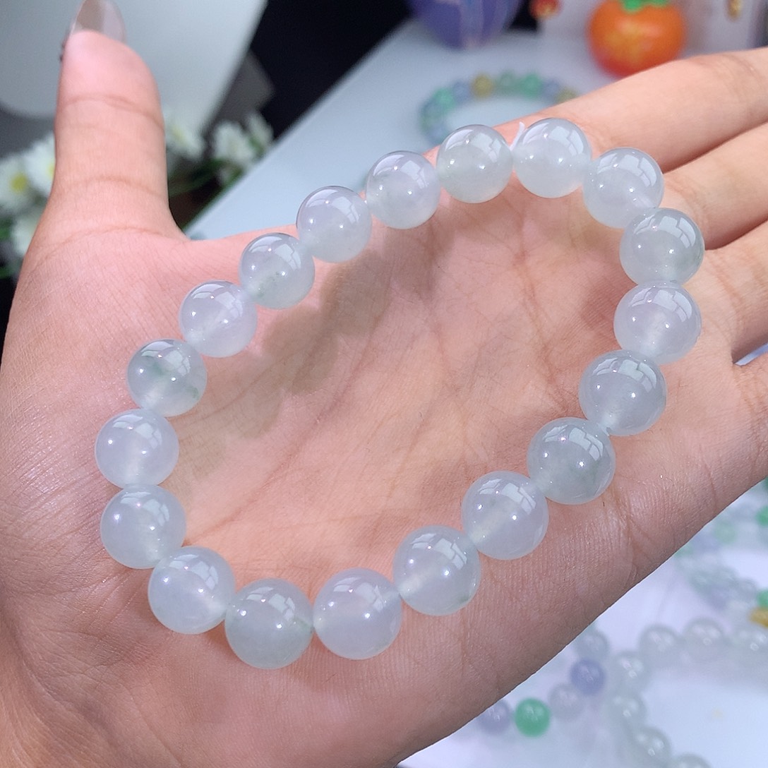 翡翠未镶嵌手链22号 冰晴水飘花手串
