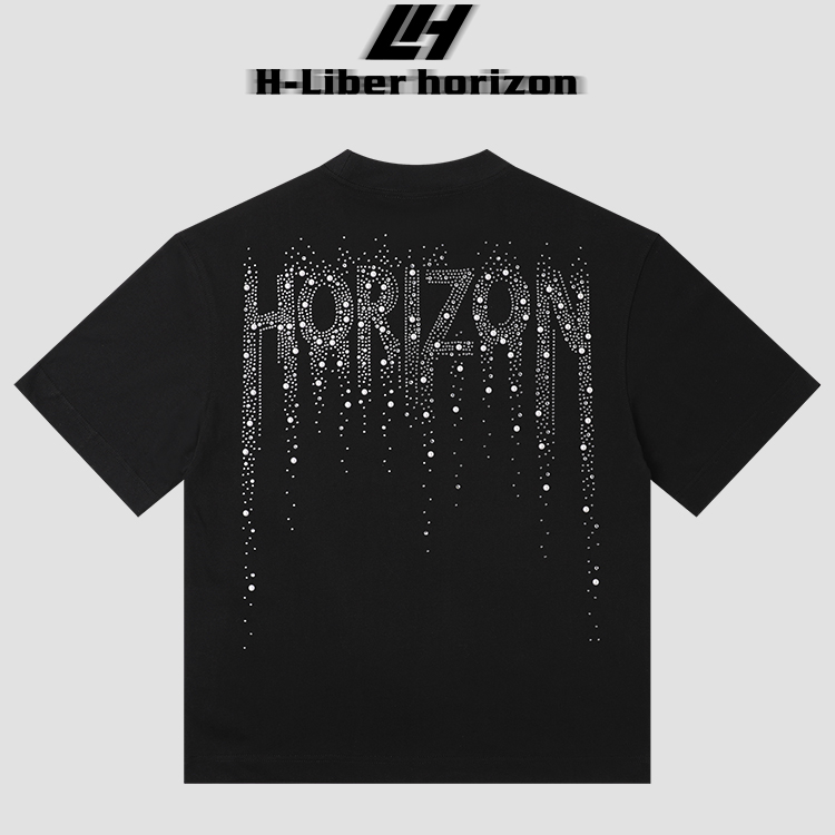 H-Liber horizon/重磅26S双纱300克纯棉【钻落地平线】美式重磅T恤