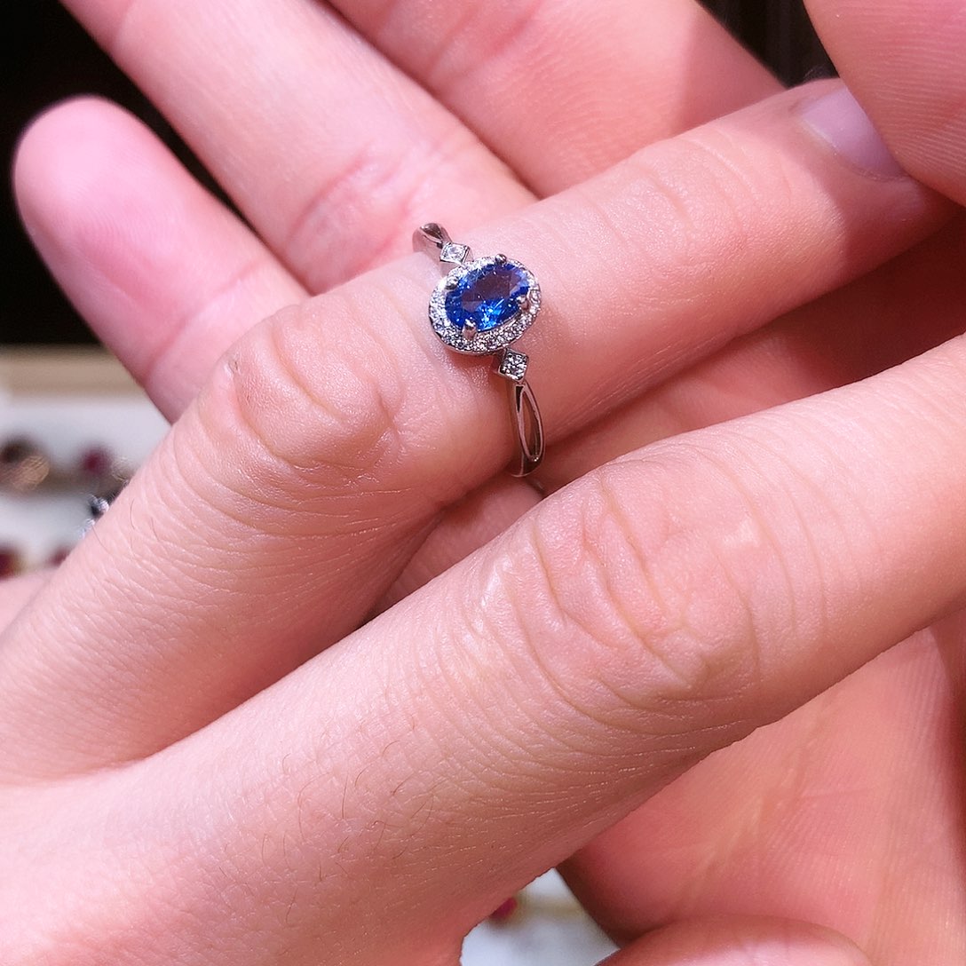 海蓝宝石戒圈银S925镶嵌