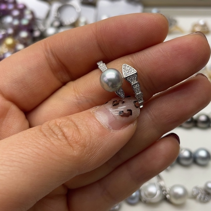 海水珍珠戒指银S925镶嵌