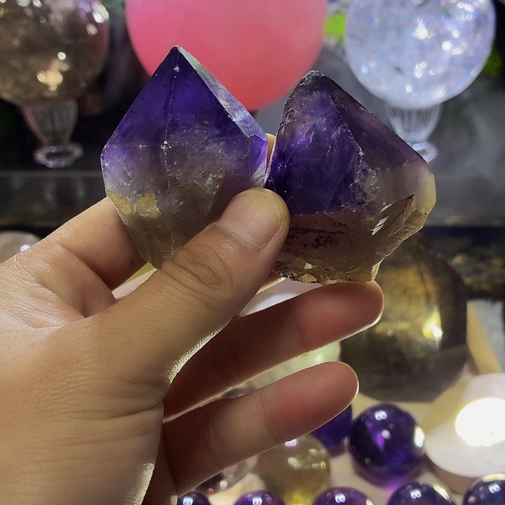 水晶未镶嵌摆件紫牙