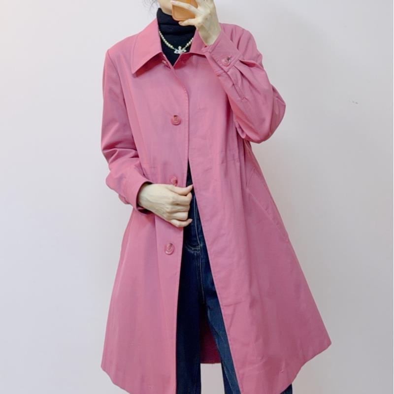 007时尚百搭休闲轻薄翻领抽绳中长风衣外套F98007/GP