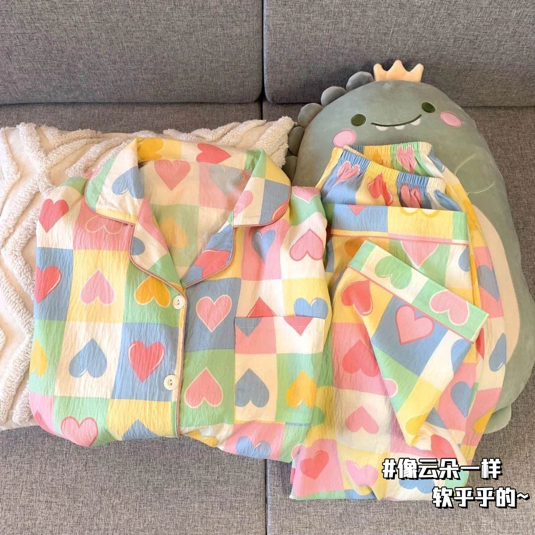 儿童云朵棉睡衣春秋季女童可爱女孩宝宝长袖卡通中大童家居服套装