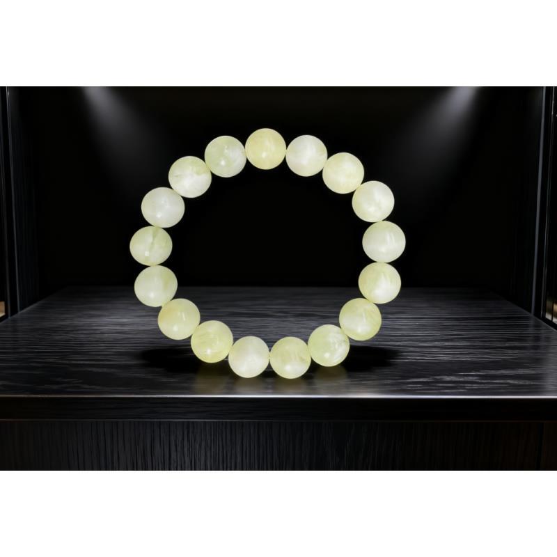 纯天然辽玉双生料龙冰纹卡12mm单圈手串精美大气颜色明亮时尚 A42