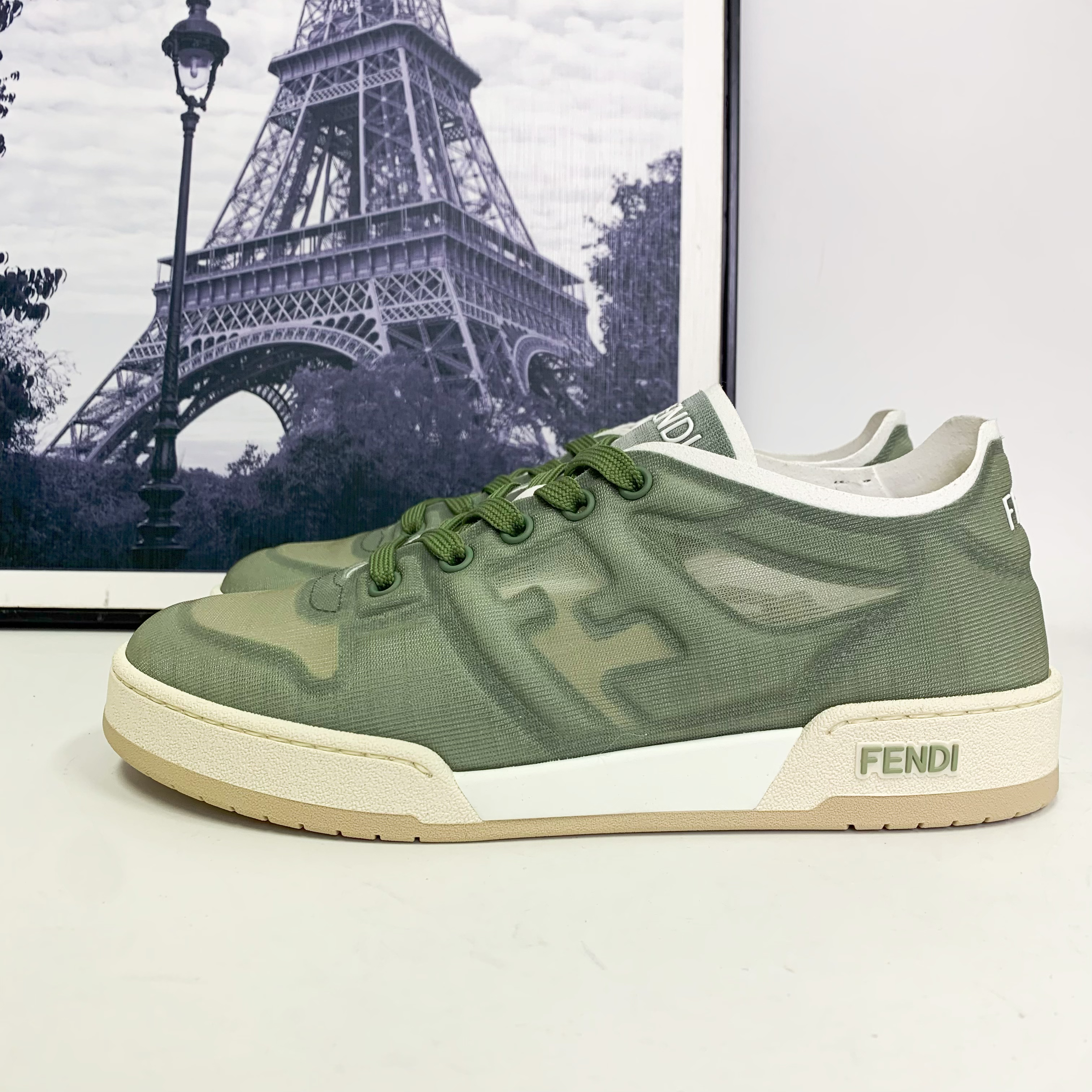 全新未使用 FENDI/芬迪 芬迪Match系列绿色印花板鞋时尚百搭低帮