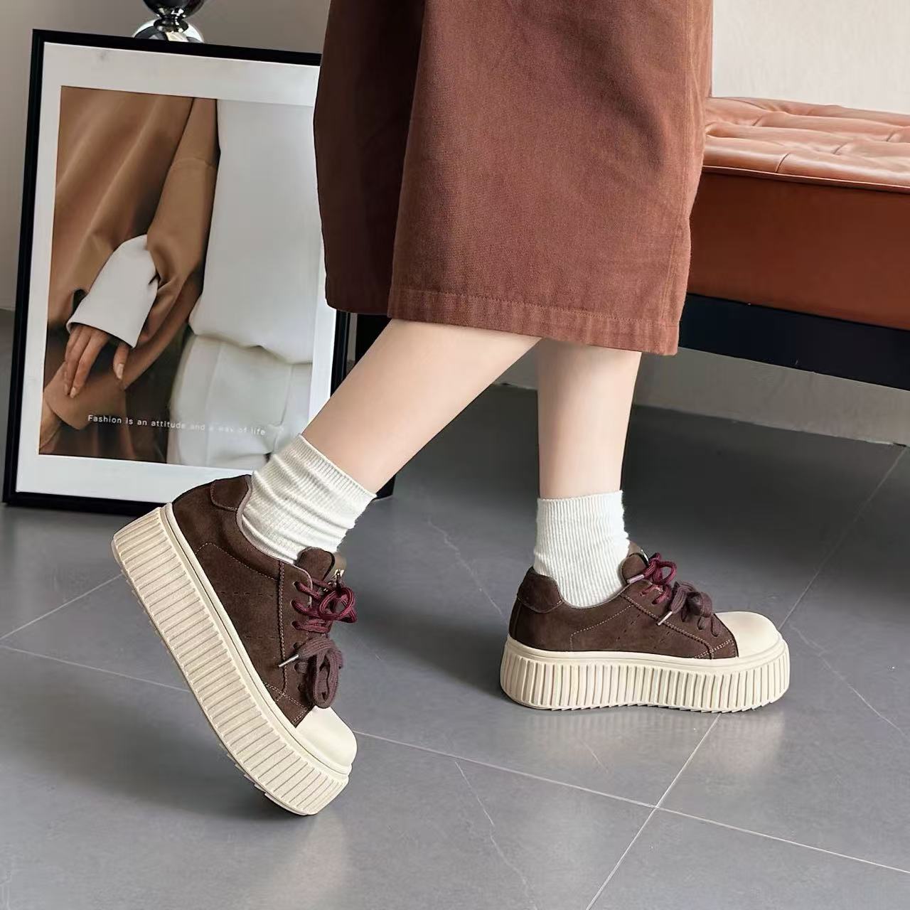 【欧洲站高奢女鞋尾单】9237-55高品质丑萌百搭舒适饼干鞋时尚板鞋