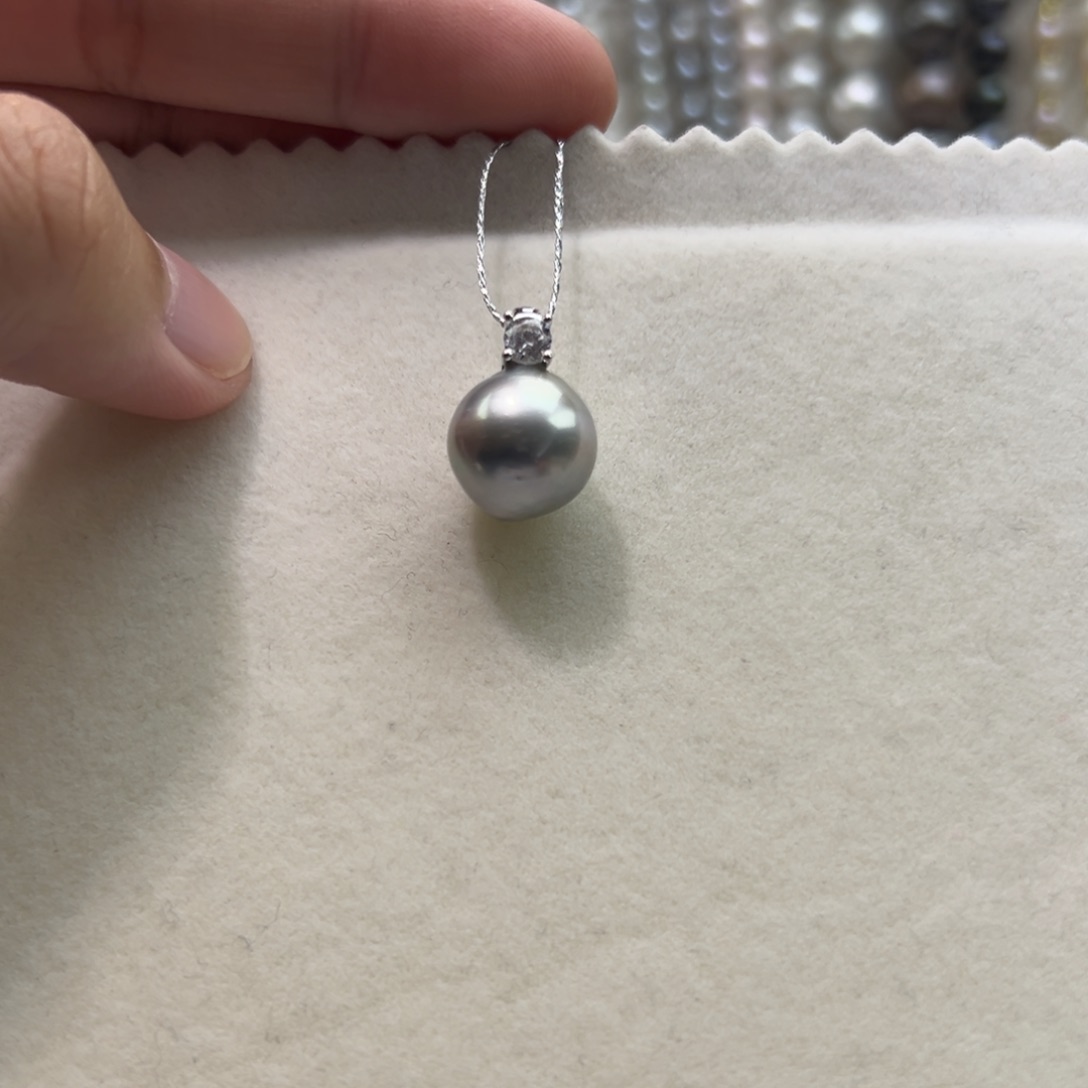 银S925镶嵌吊坠(不含链)海水珍珠12.3mm大溪地万能扣