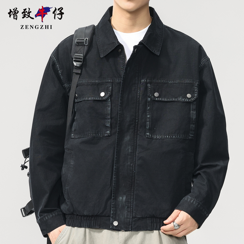 ZENGZHI/增致牛仔秋季外套男士牛仔休闲衣服夹克潮流宽松简约百搭