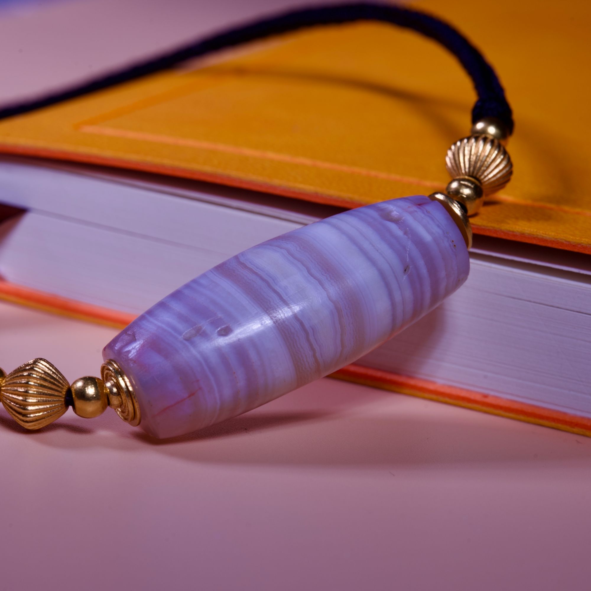 藏系缠丝玛瑙管珠-通体奶皮沁-支持评级入盒