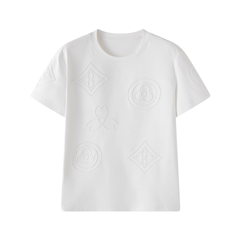 纯棉圆领夏季休闲短袖T恤女休闲百搭宽松潮流设计师时尚经典1008